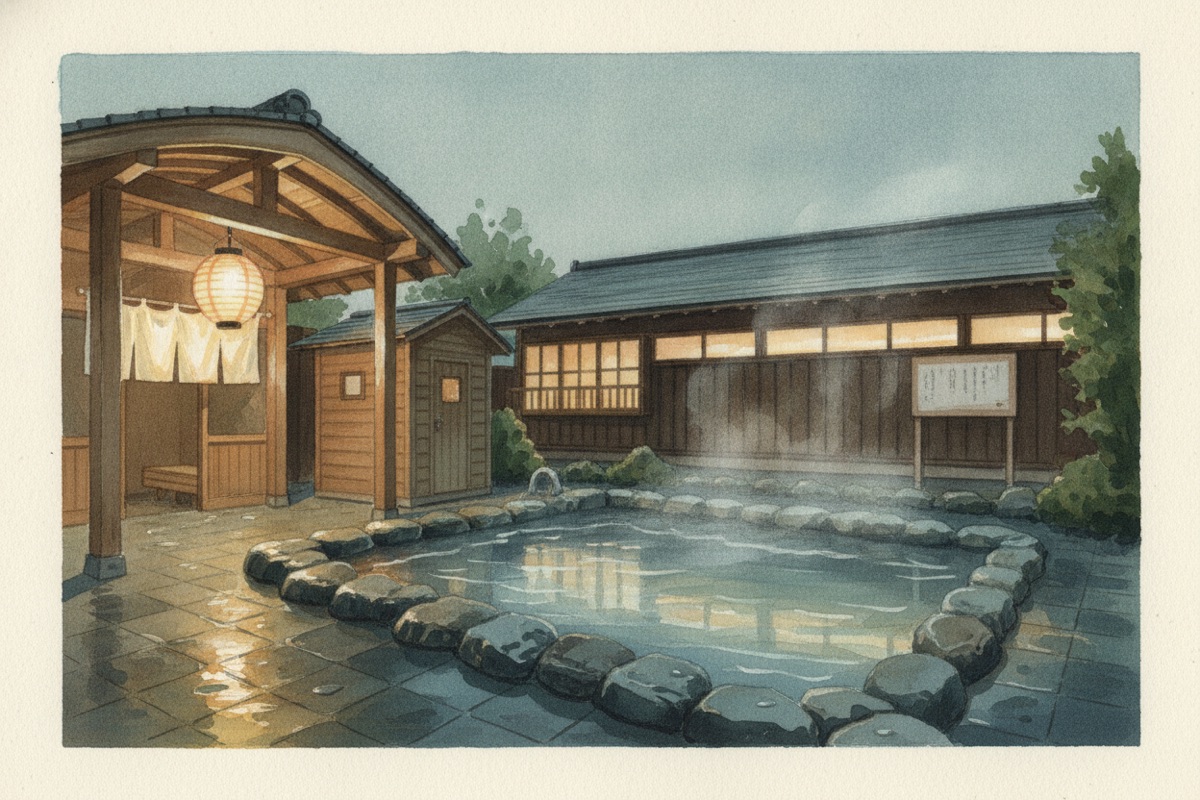 Illustrated scene of Kijima Hot Spring