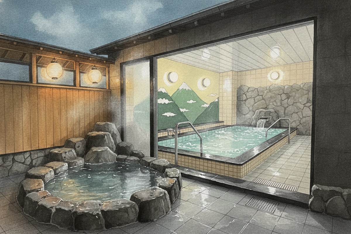 Illustrated scene of Yamanami-no-yu