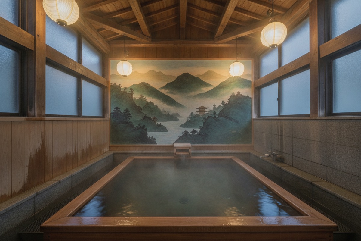 Illustrated scene of Hinode onsen