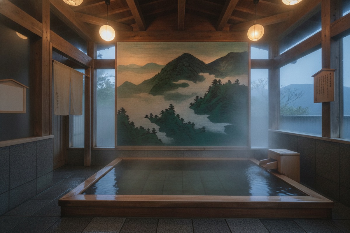 Illustrated scene of Kaminoguchi onsen (MEMBERS only)