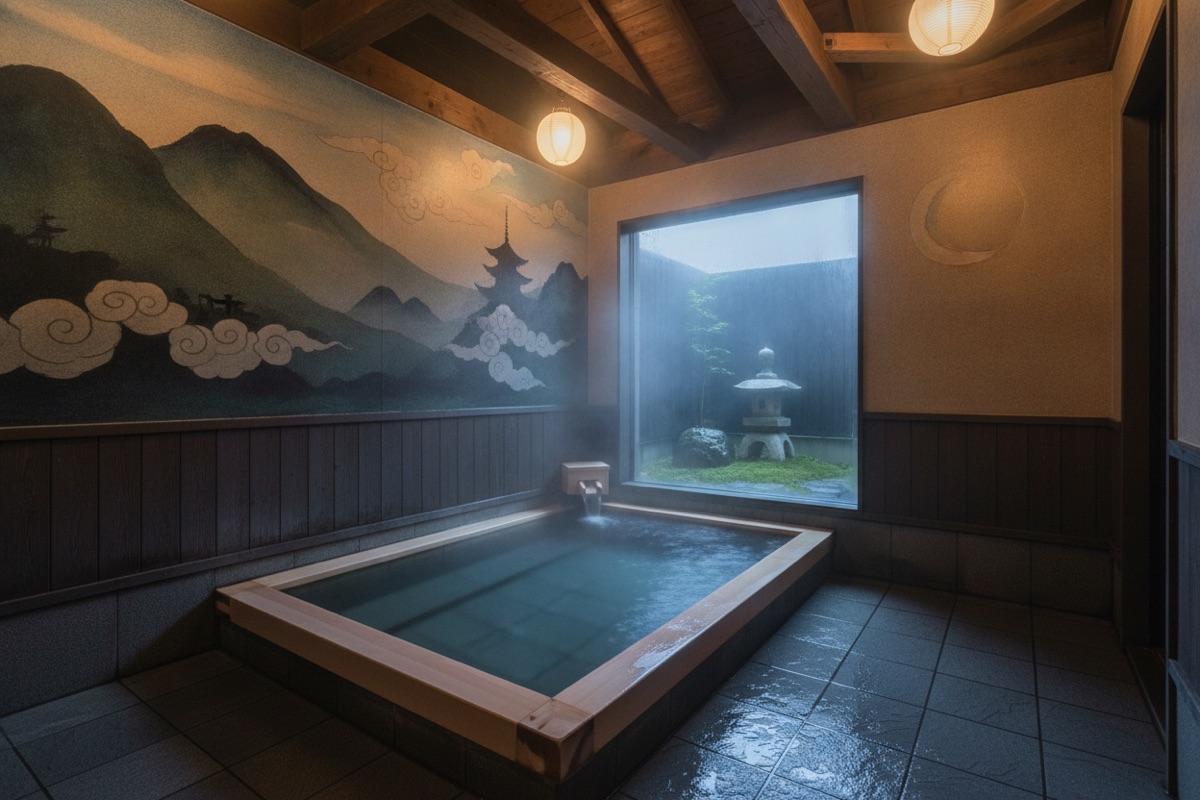 Illustrated scene of Yumehinokinoyu Daibutsu Hot Spring