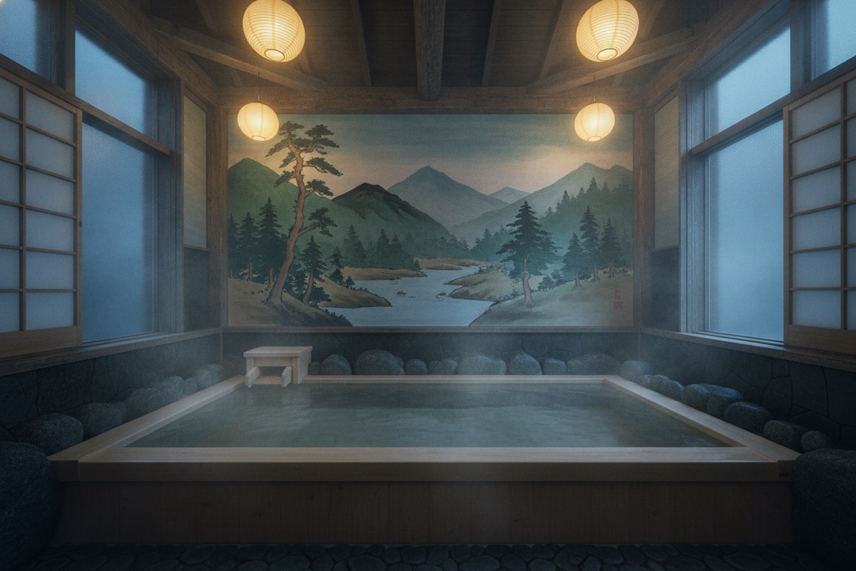 Illustrated scene of Matogahama Hot Spring