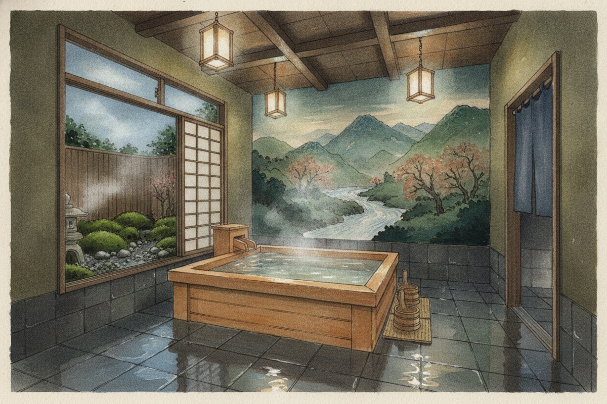 Illustrated scene of Nishibeppudanchi Hot Spring