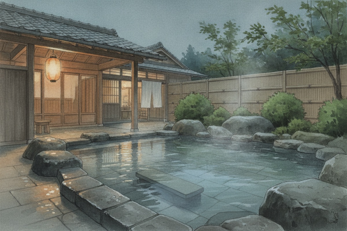 Illustrated scene of Hakone Kowakien Yunessun
