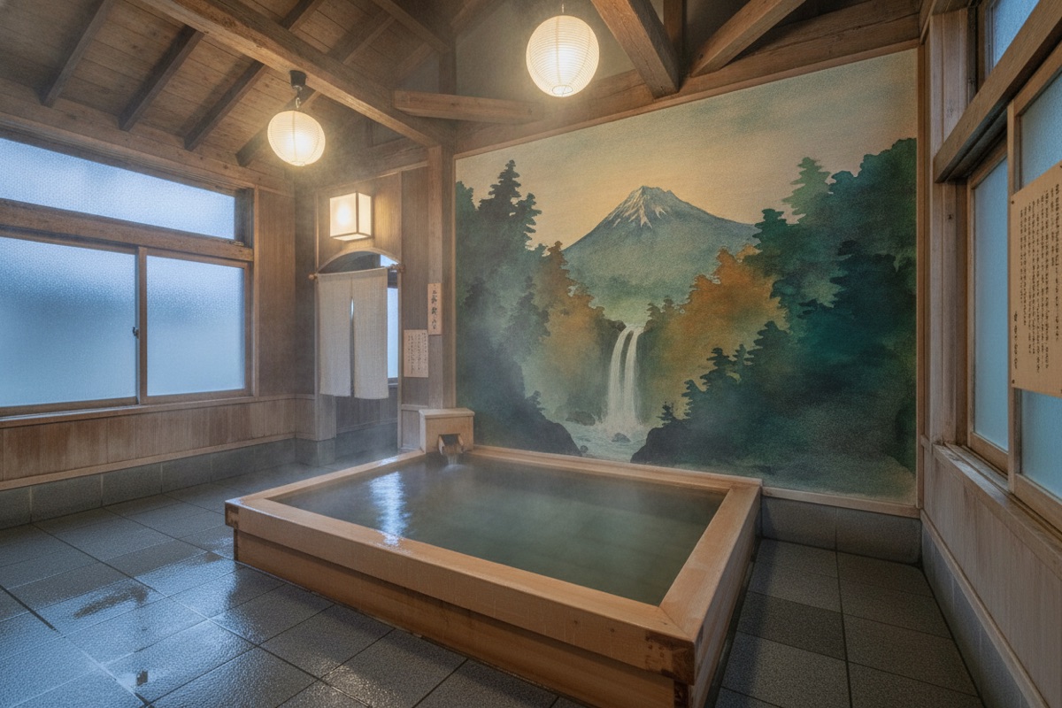 Illustrated scene of Tenman Onsen
