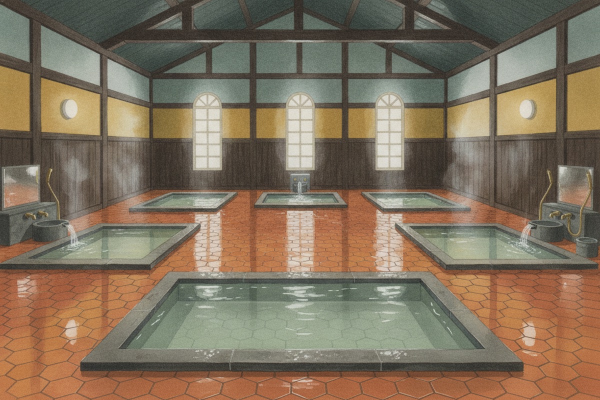 Illustrated scene of Genroku-no-Yu