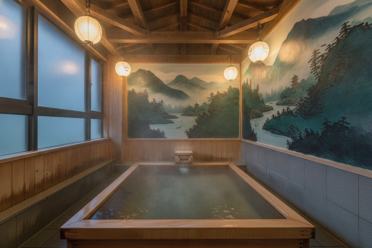 Illustrated scene of Fukko Onsen