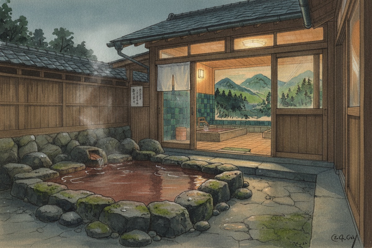 Illustrated scene of Gokurakuyu Yokohama Serigaya