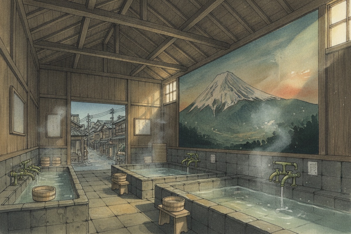 Illustrated scene of Heiwa-yu