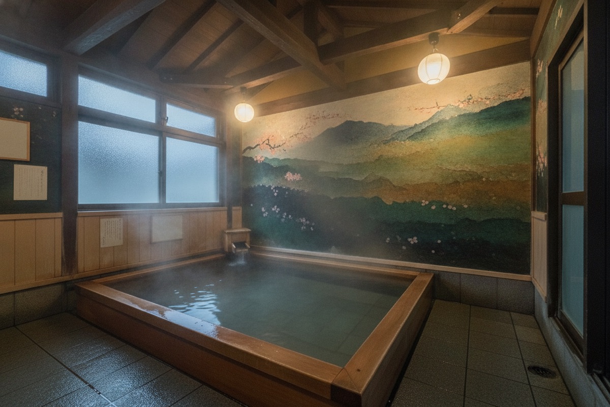 Illustrated scene of Umezono Onsen