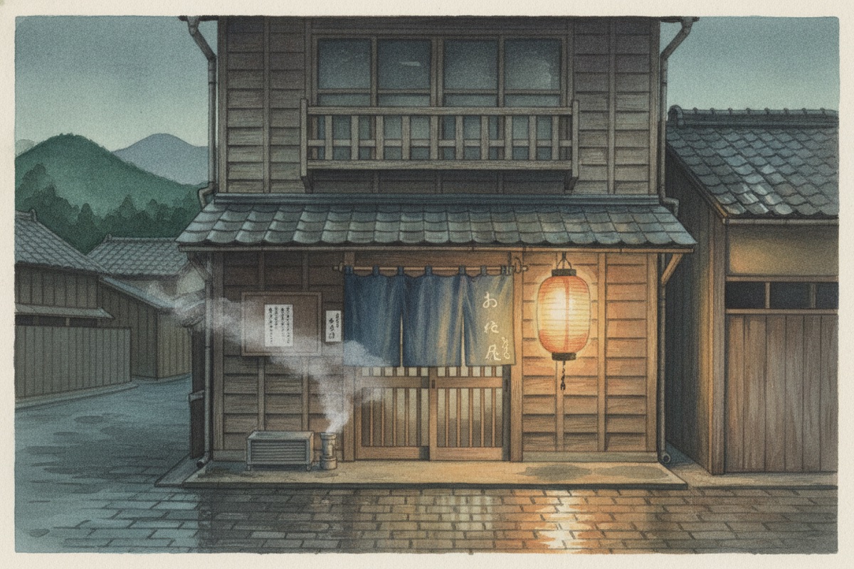 Illustrated scene of Hakone Ohiradai Onsen