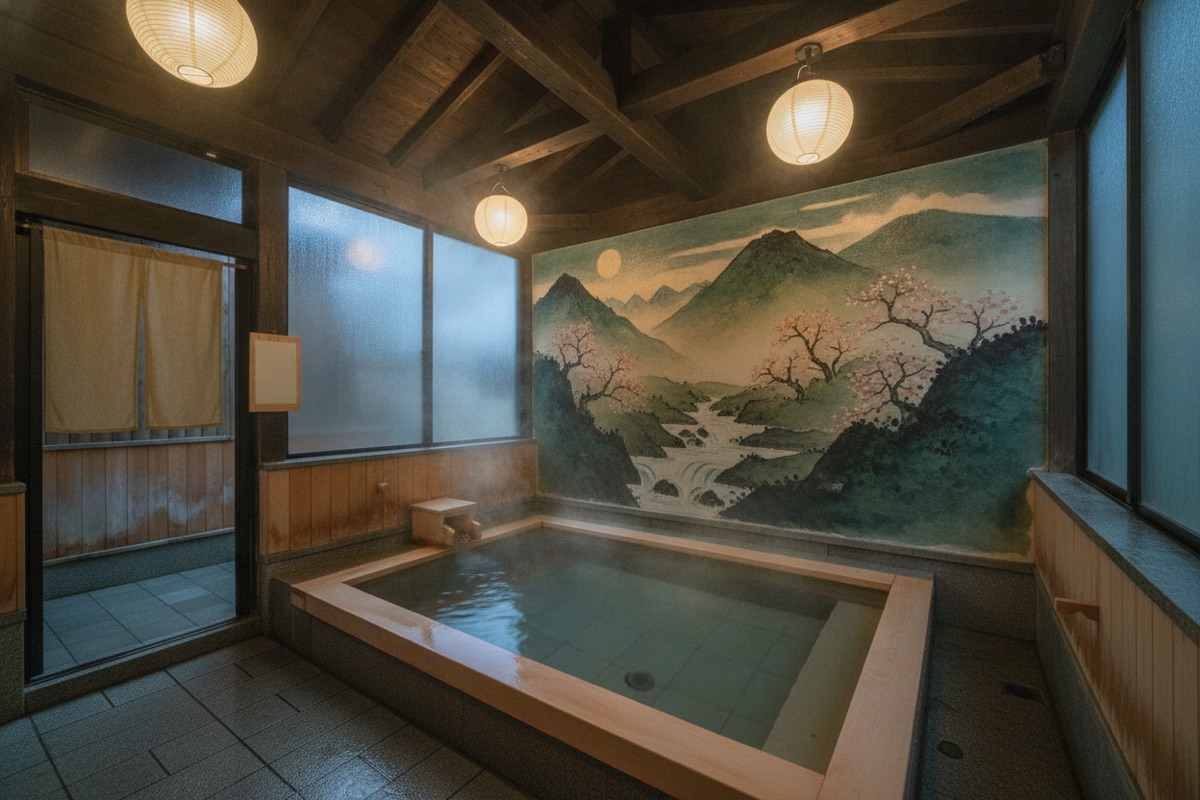 Illustrated scene of Minamisuka Onsen