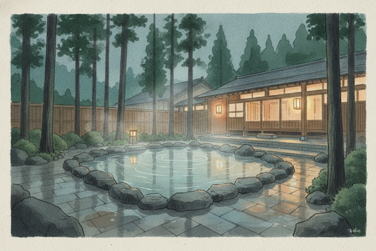Illustrated scene of Yumotokan