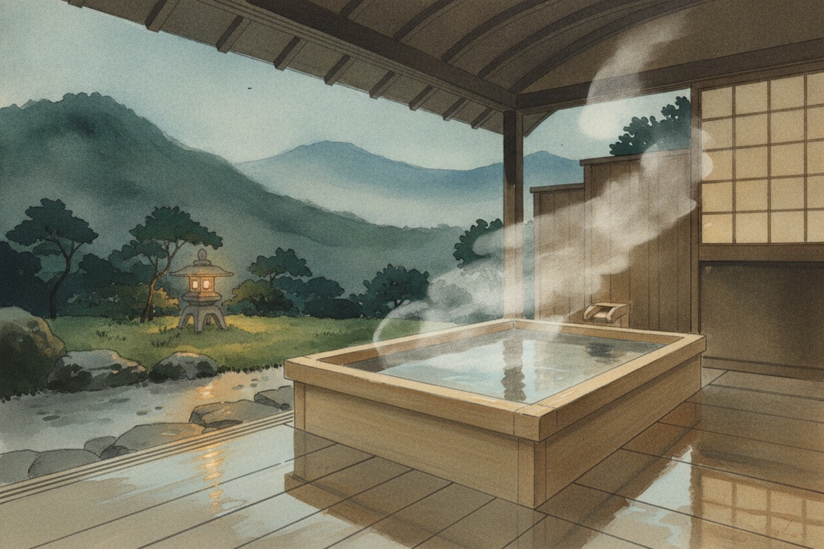 Illustrated scene of Yugawara Onsen Ofuro Cafe Hitoma