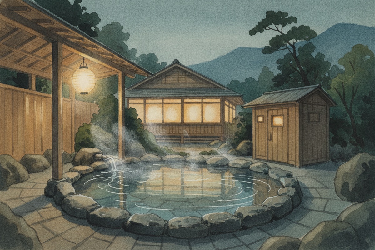 Illustrated scene of Soun Onsen Bathhouse