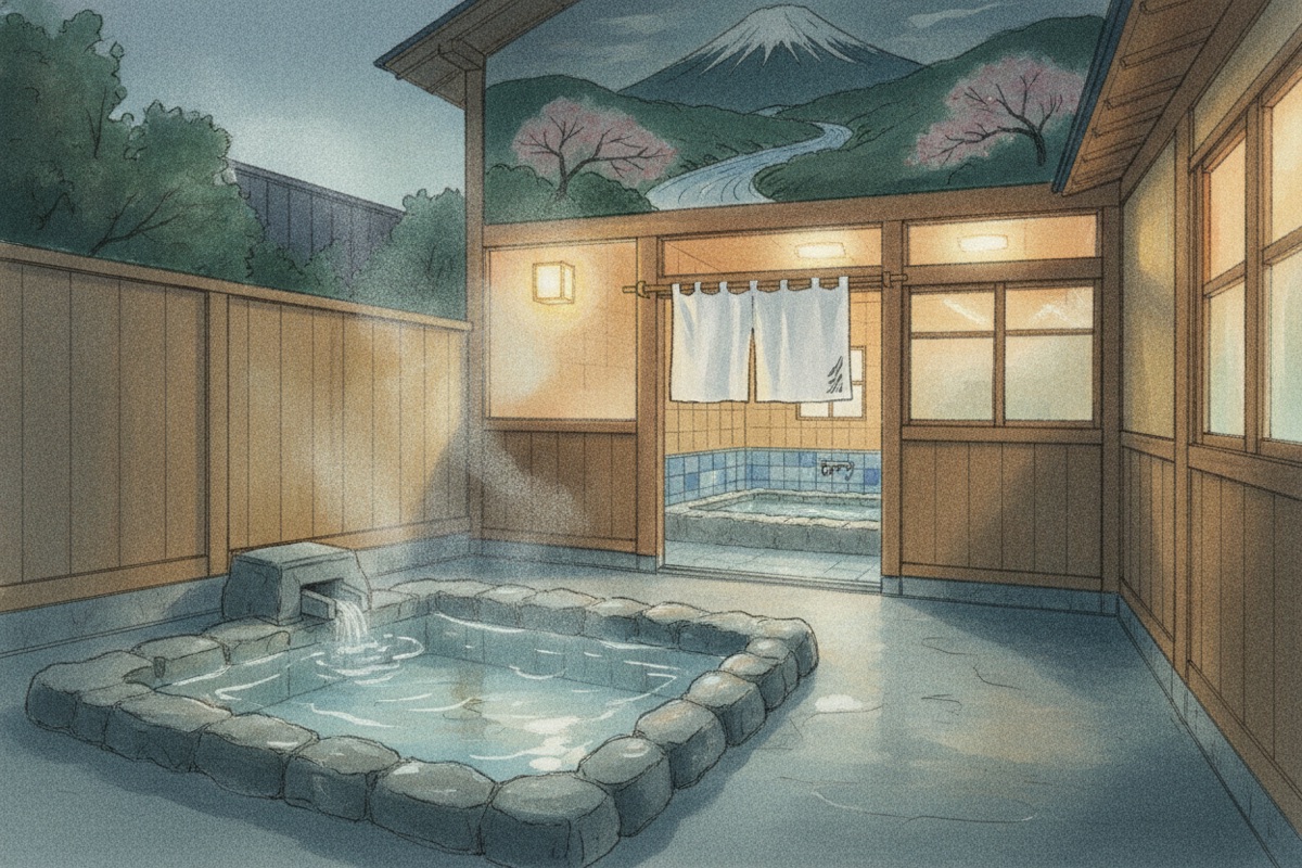 Illustrated scene of Fantasy Sauna & Spa Ofuronokuni Yokohama