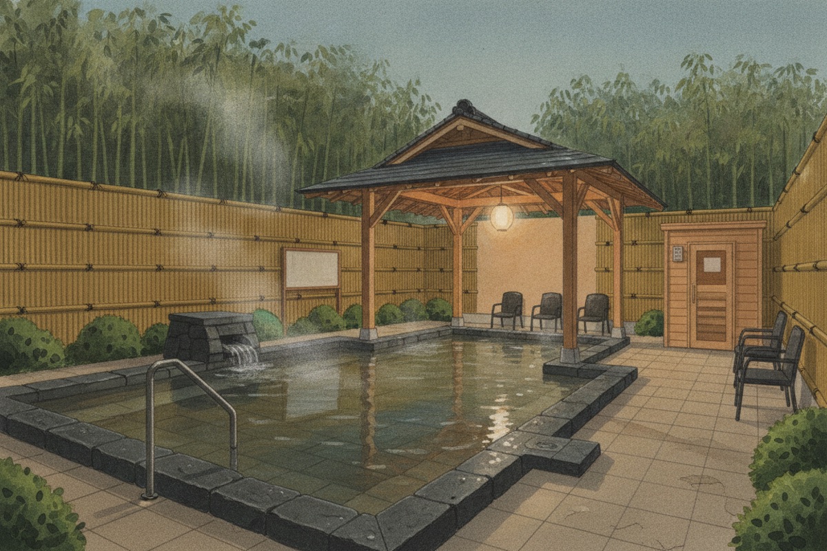 Illustrated scene of Mizonokuchi hot spring Kirari