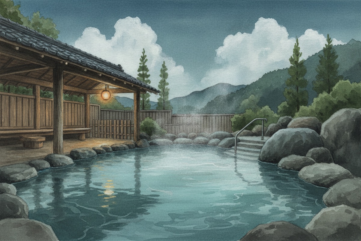 Illustrated scene of Tenchi no Shizuku Hidden Onsen