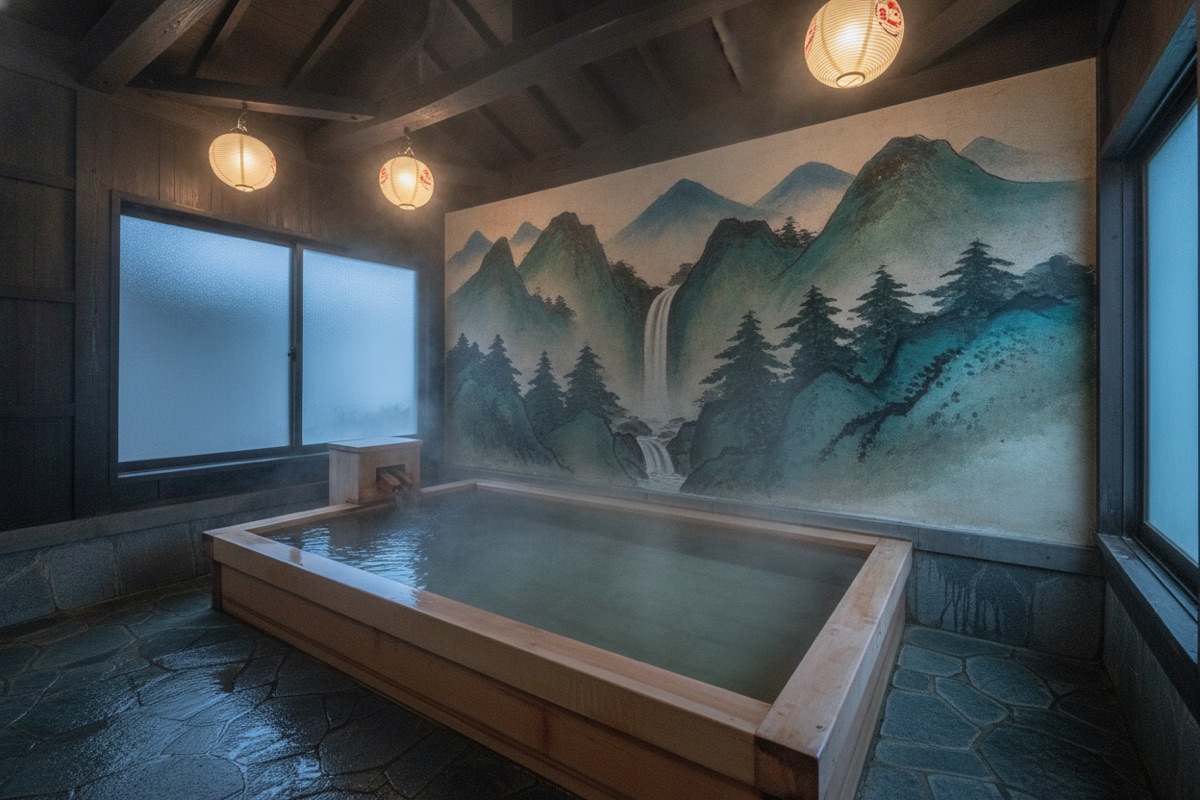 Illustrated scene of Sazanami Onsen Nozomi-no-Yu