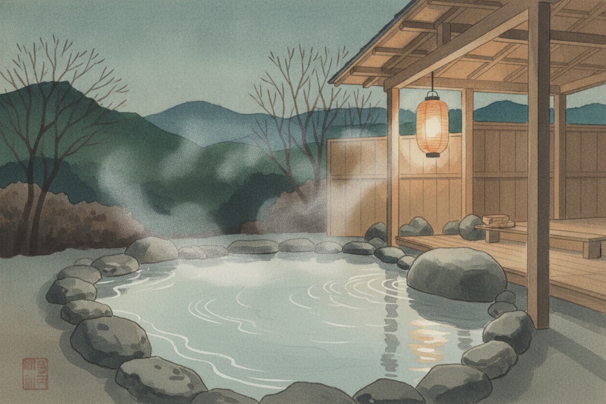 Illustrated scene of Koudei onsen