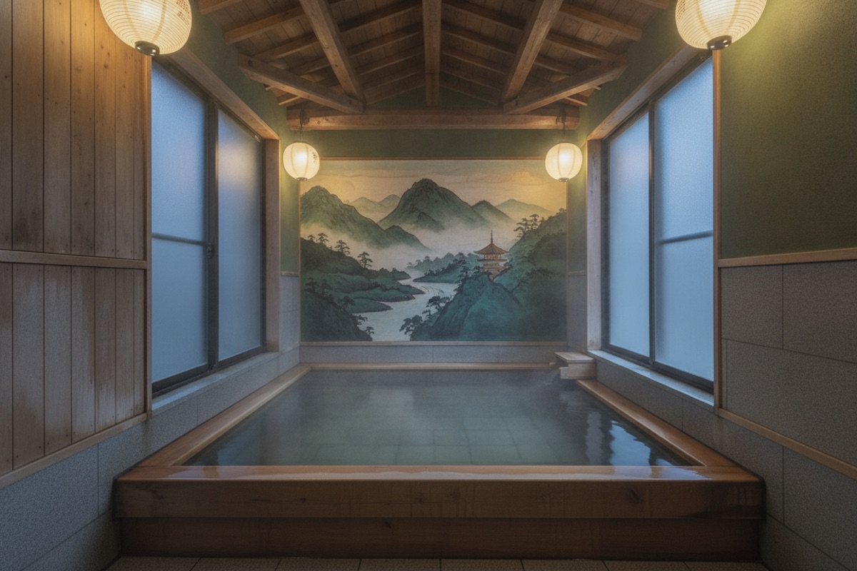 Illustrated scene of Unsenji onsen