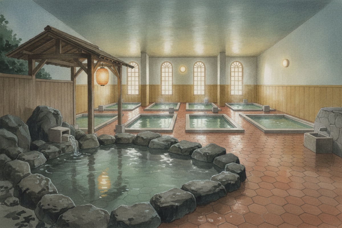 Illustrated scene of Mori-no-Yu