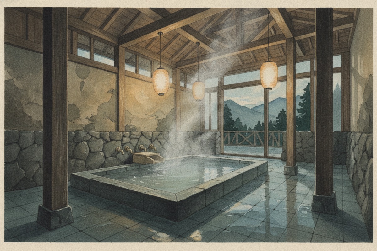 Illustrated scene of Taninoyu