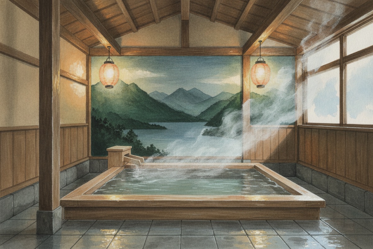 Illustrated scene of Yumigahama Onsen