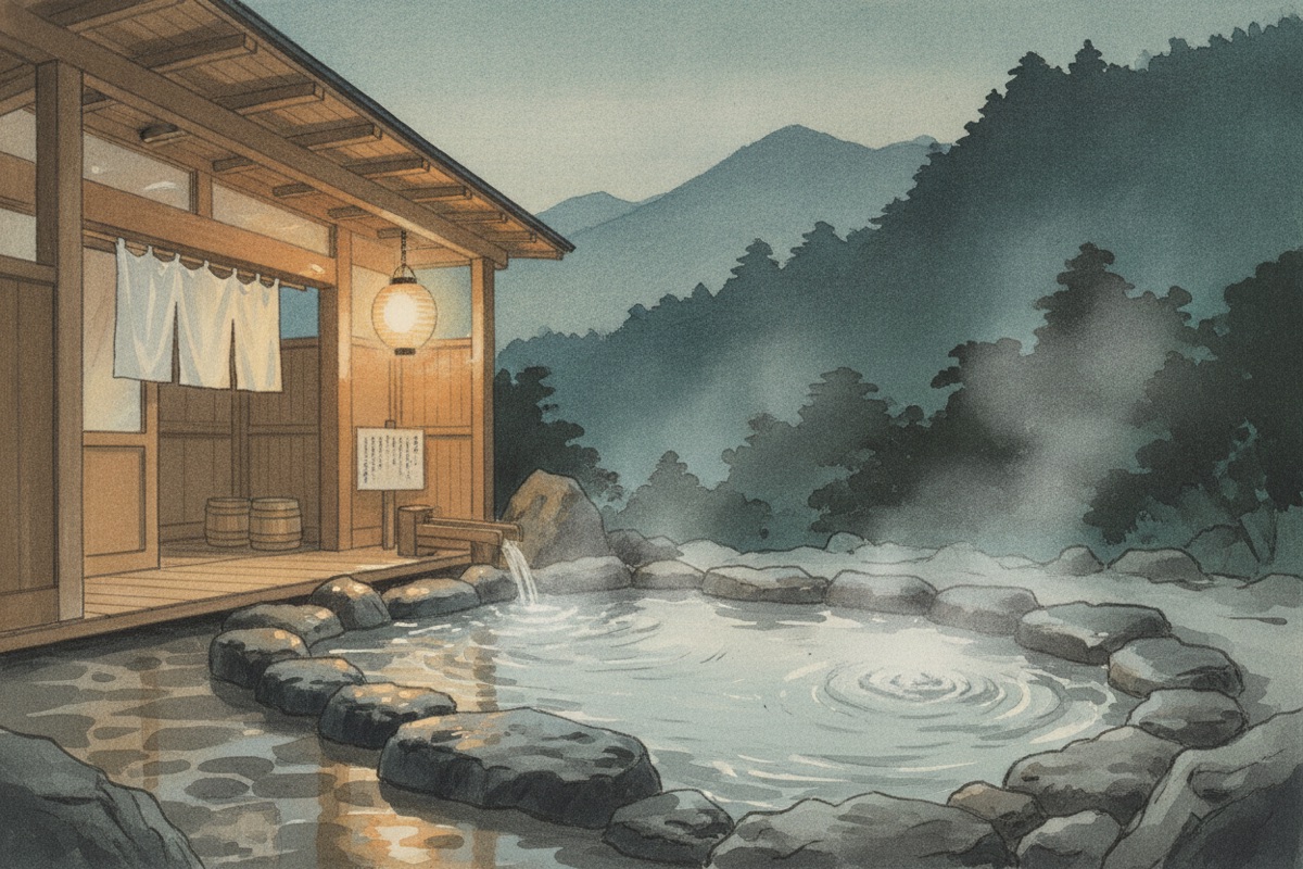 Illustrated scene of Ebisuya Onsen