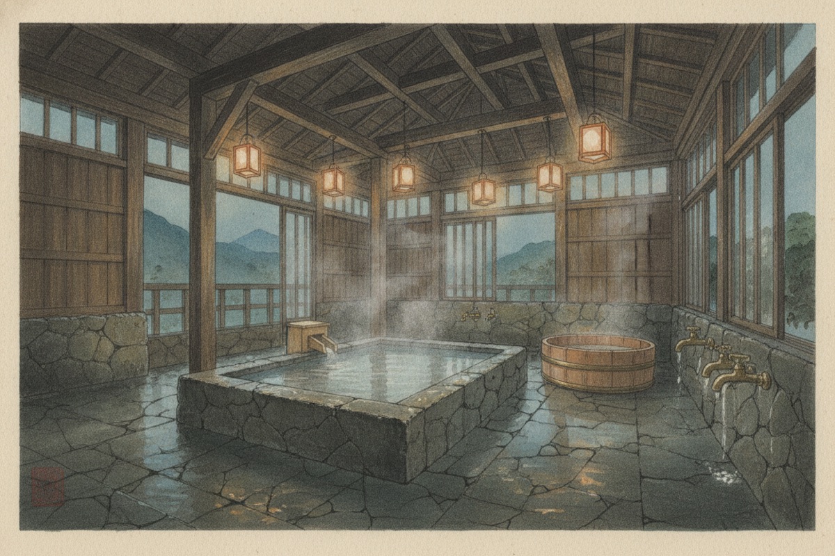 Illustrated scene of Noguchi Onsen