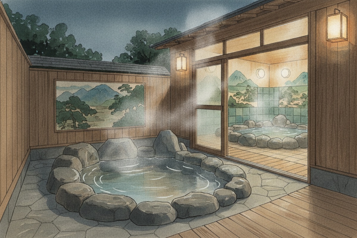 Illustrated scene of Tamaki-no-Yu (Open-Air)