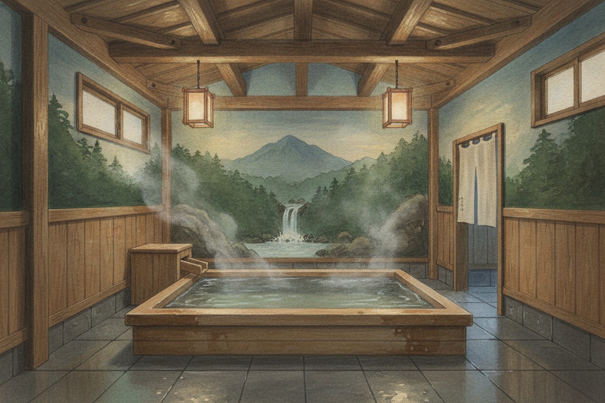 Illustrated scene of Hallelujah Sanso Onsen