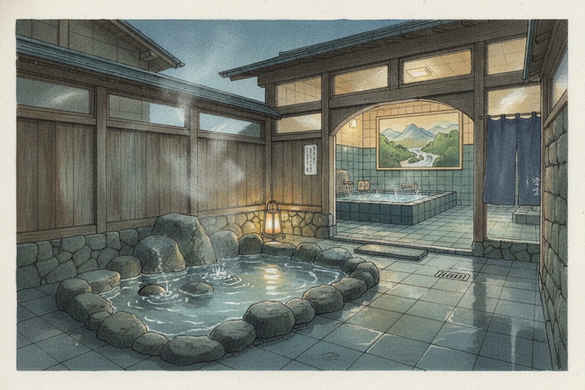 Illustrated scene of Tsunashima gensen Yukemuri no sho