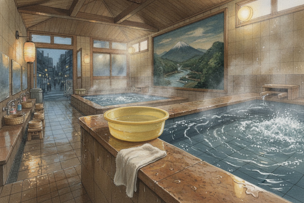 Illustrated scene of Kikunoyu (Yokohama)