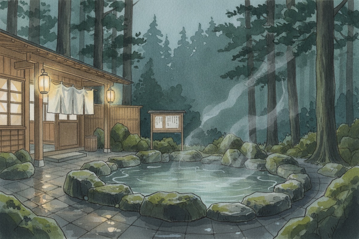 Illustrated scene of Oniishi no yu