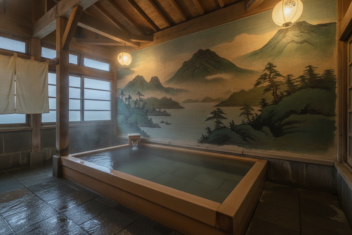 Illustrated scene of Shiriyaki Onsen Bade Kuni