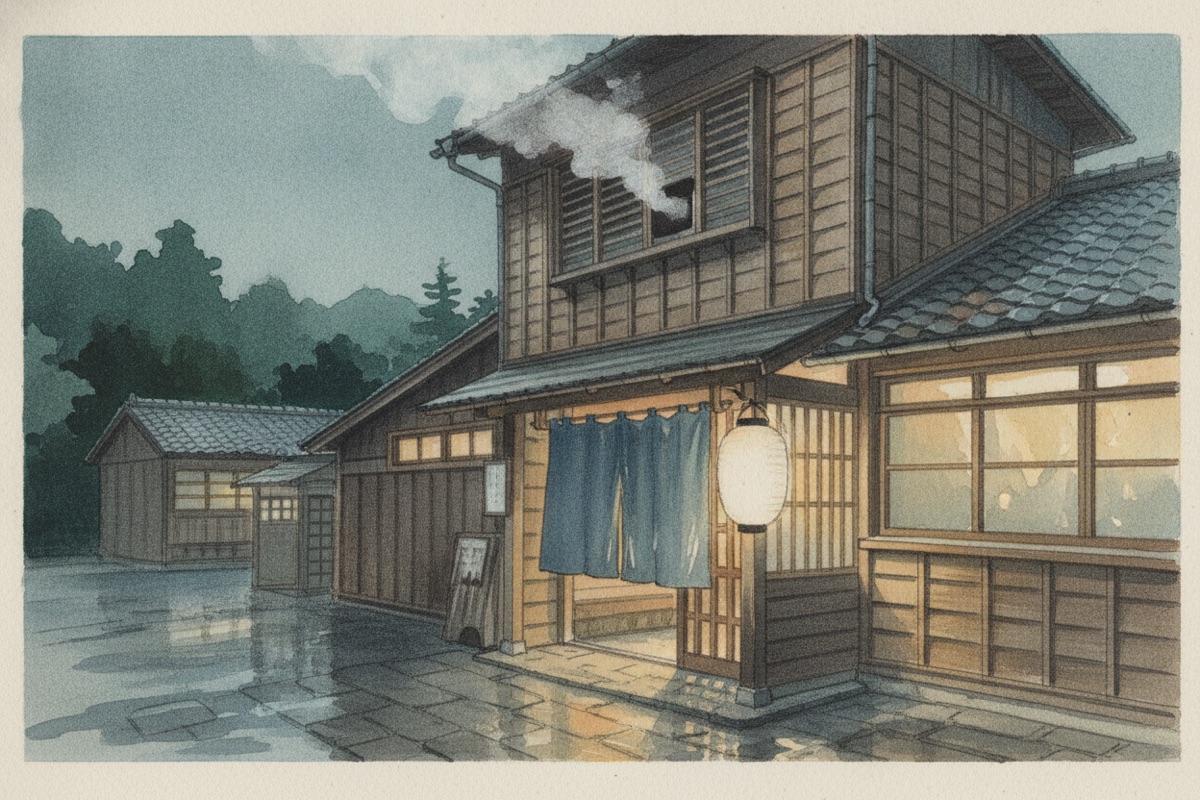 Illustrated scene of Mutsumi-no-Yu