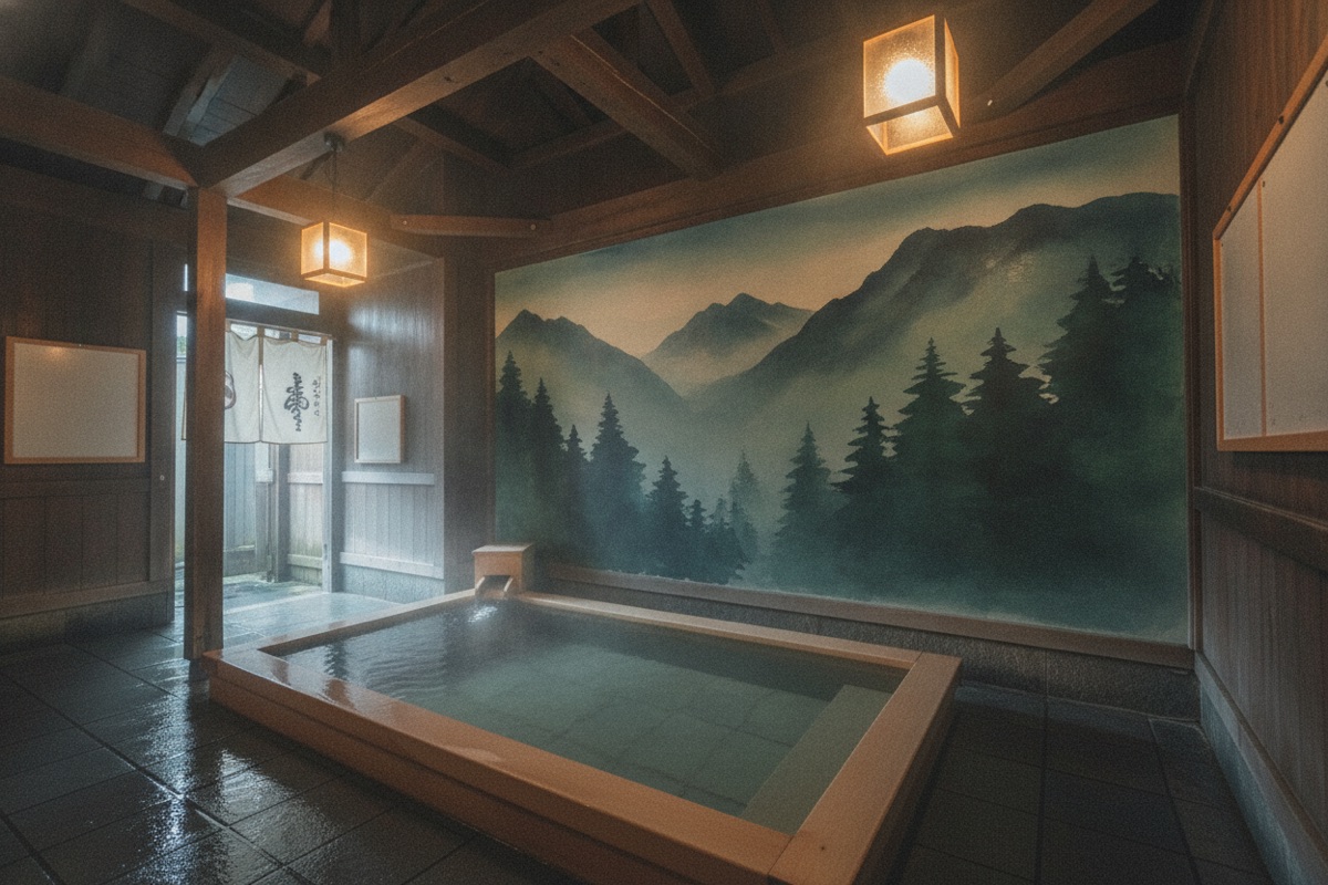 Illustrated scene of Suwa-no-Yu Onsen Center