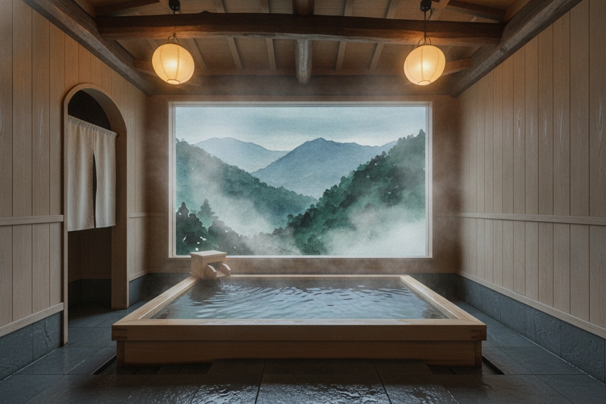 Illustrated scene of Yamada onsen