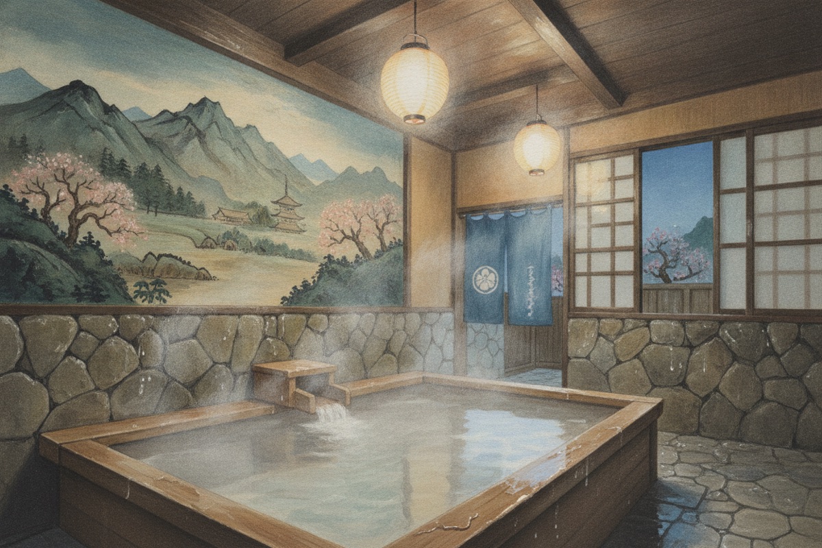 Illustrated scene of Ruri-no-Yu (Yubatake Source)