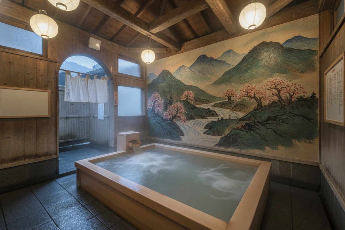 Illustrated scene of Ikime Onsen