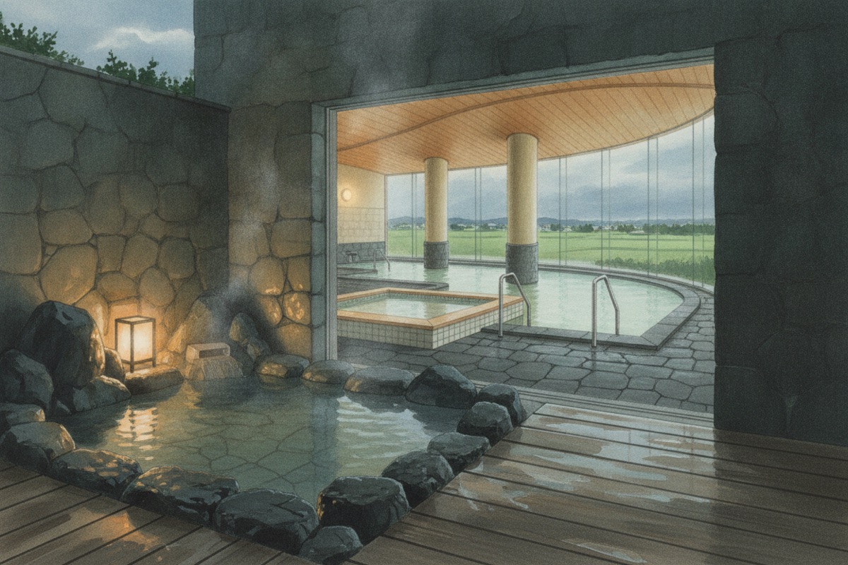 Illustrated scene of Sky Terme Shibukawa