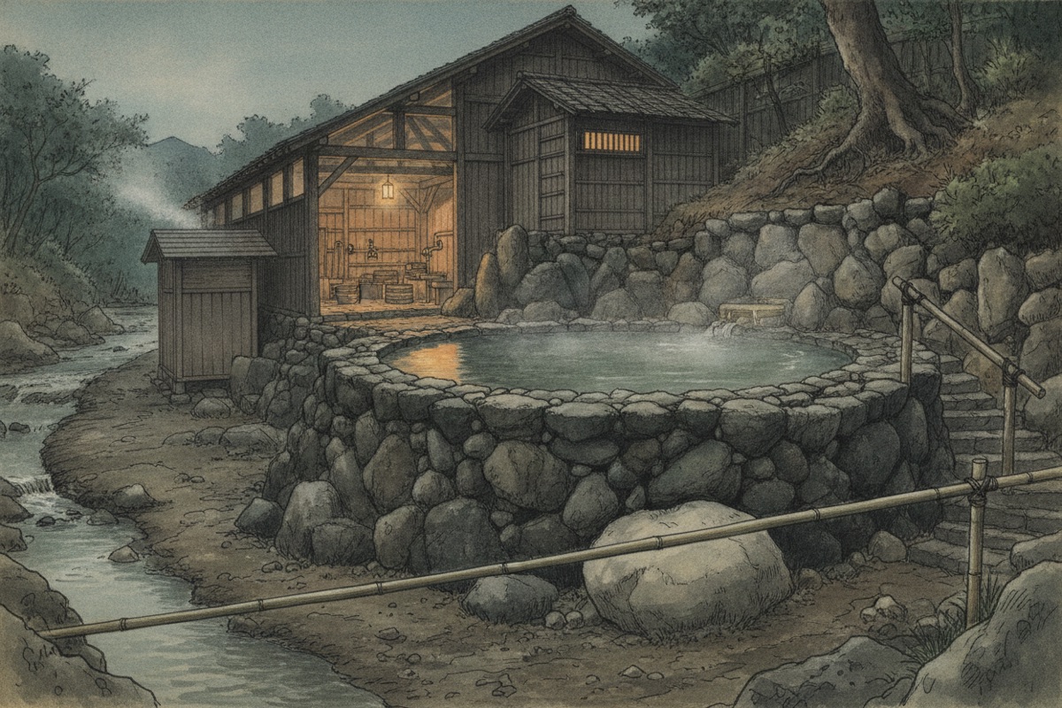 Illustrated scene of Nagayu Onsen Therapy Culture Hall Gozen-Yu