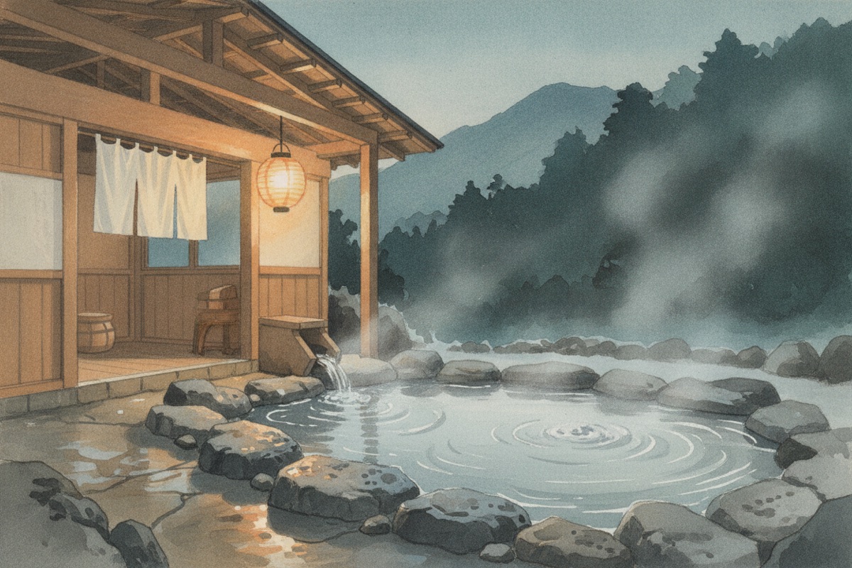 Illustrated scene of Tsukahara Onsen Kakono Izumi