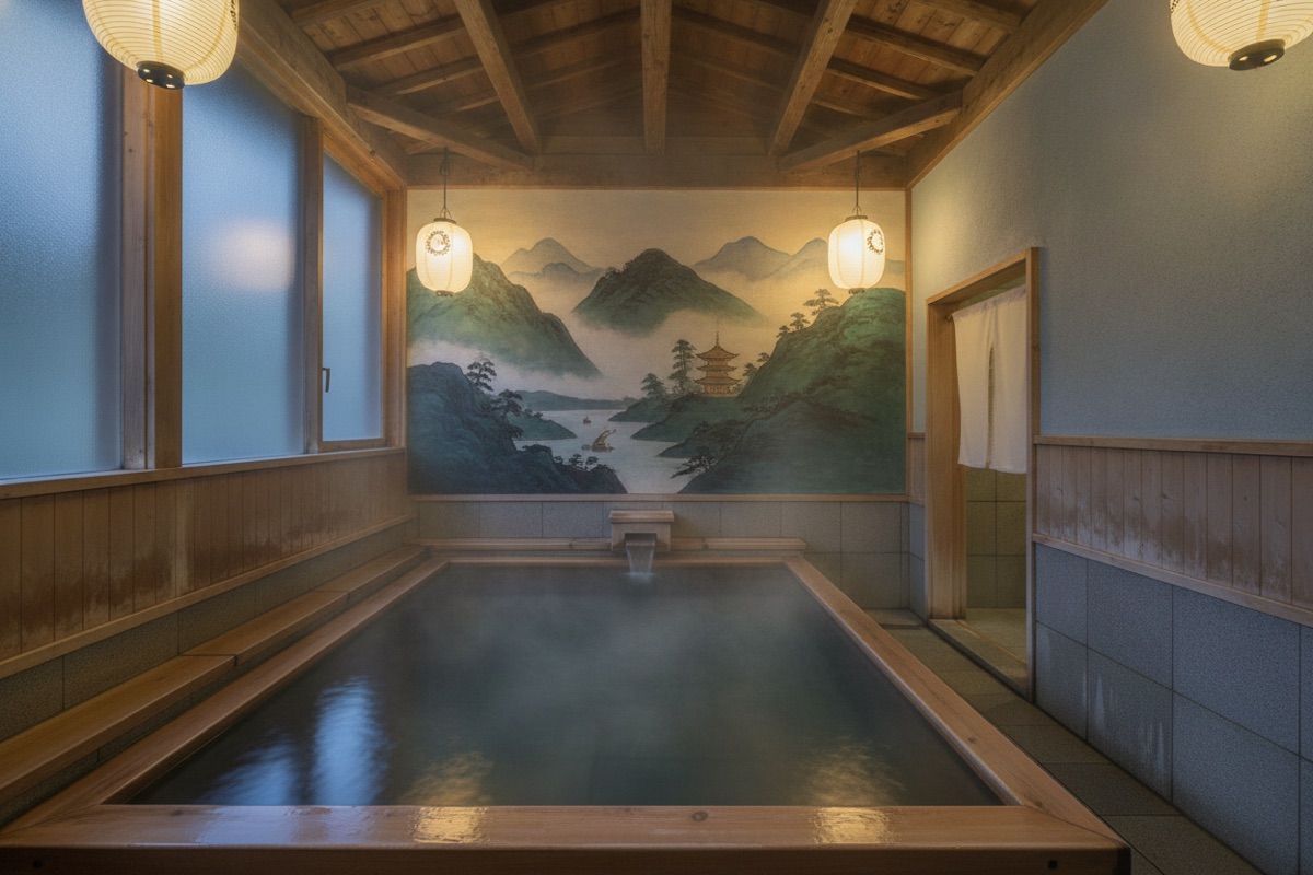 Illustrated scene of Kunichiten Onsen