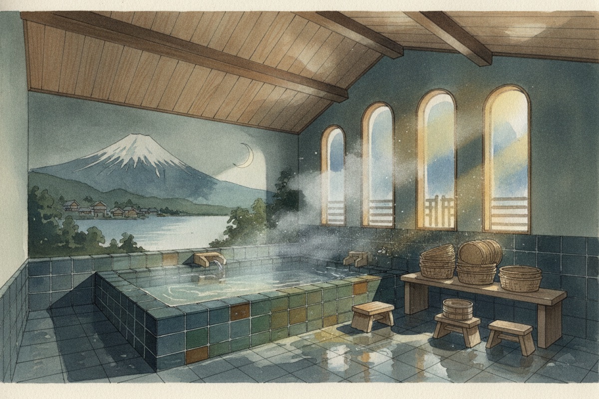 Illustrated scene of Otomaru Onsenkan