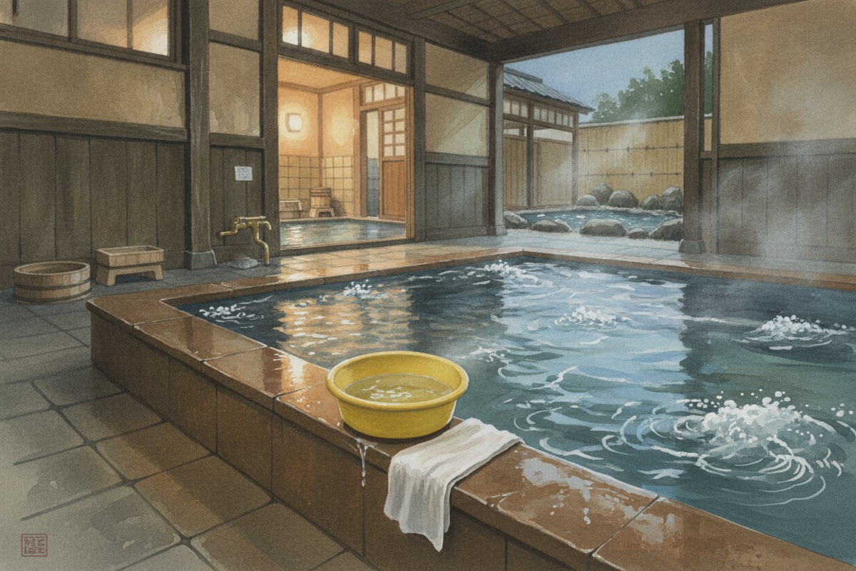 Illustrated scene of Nakanoyu (Yokohama 232-0033)