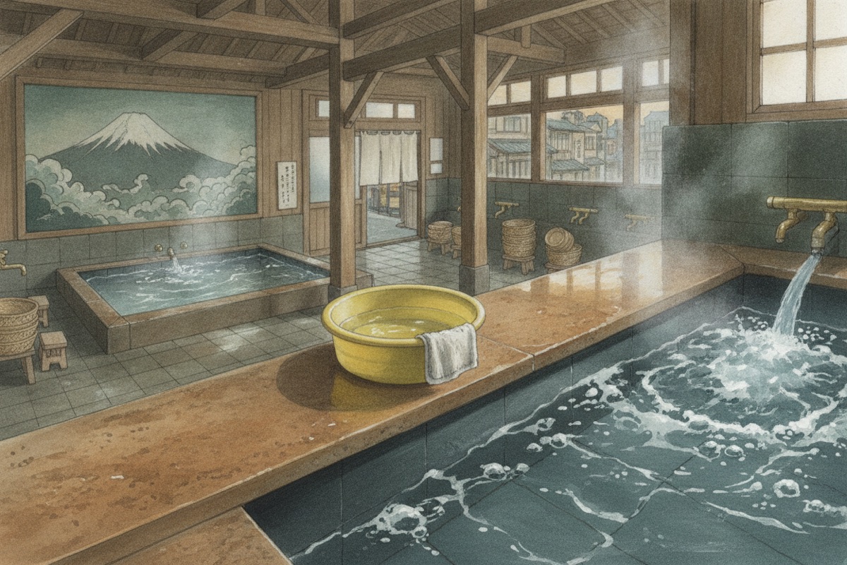 Illustrated scene of Asahiyu (Yokohama 220-0051)