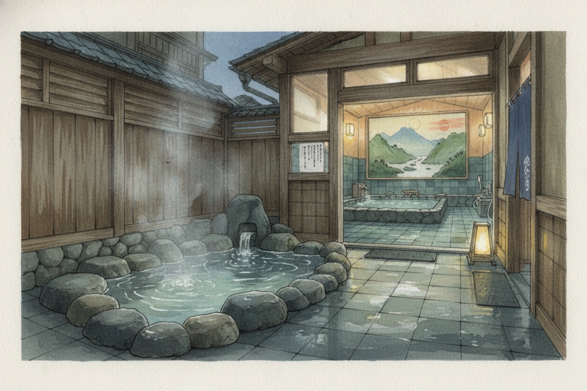 Illustrated scene of Tengu-no-yu Kimuraen