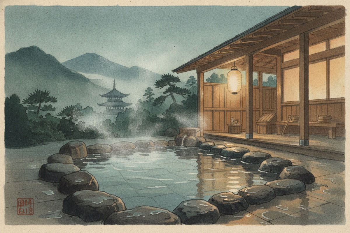 Illustrated scene of Sengokuhara Shinanoki Ichi-no-Yu Onsen